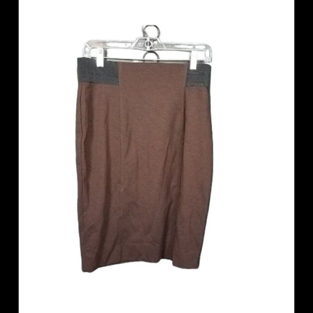 Miss Tina By Tina Knowles Size 10 Womens Brown Pull On Skirt Black Band Waist